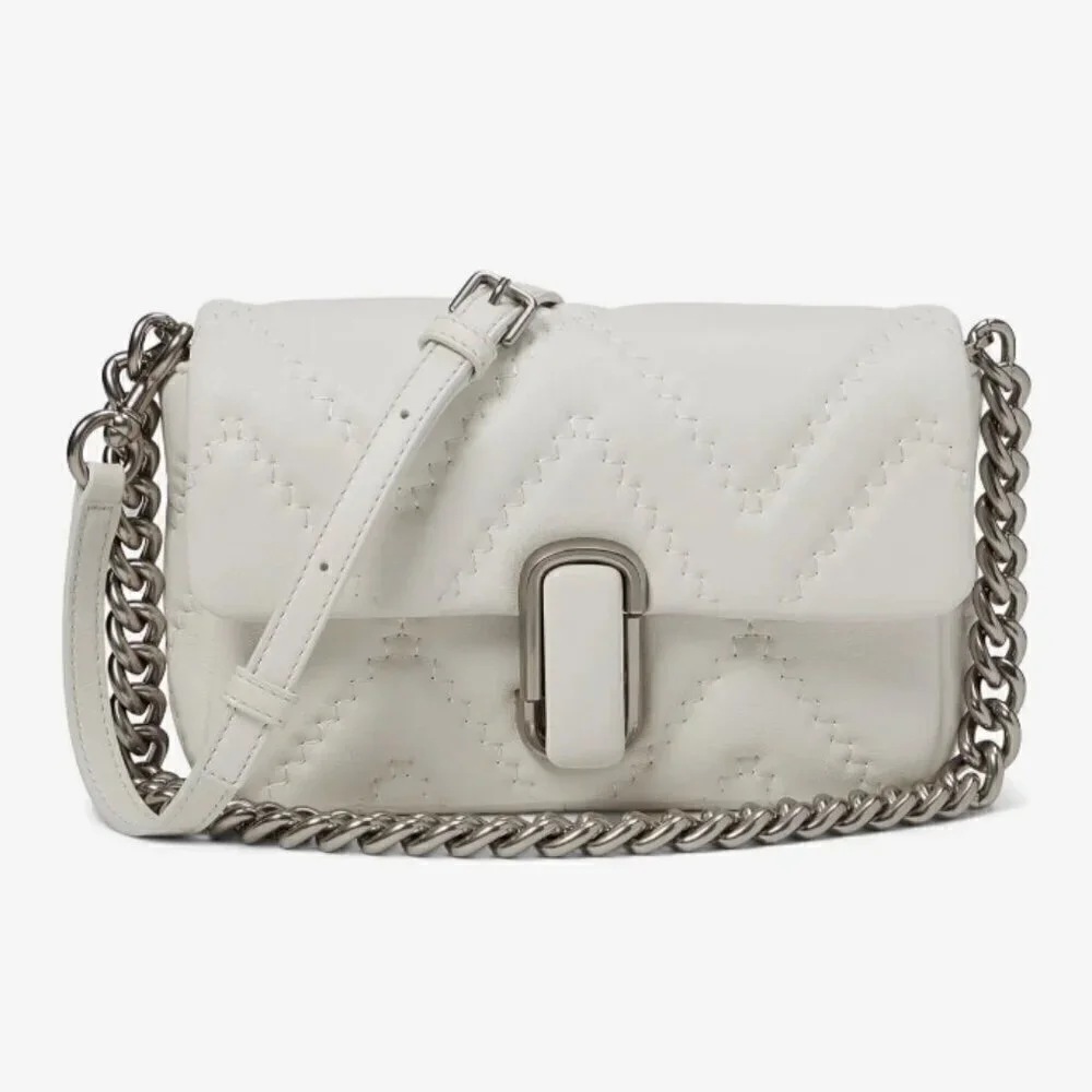 NWT! New Marc Jacobs J Marc Shoulder Bag -Quilted Lambskin leather -Cotton White